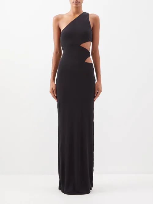 Letta One-shoulder Cutout Jersey Maxi Dress - Womens - Black