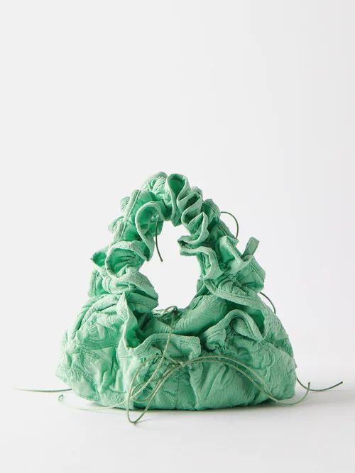 Kiku Violiris Floral-jacquard Clutch Bag - Womens - Green