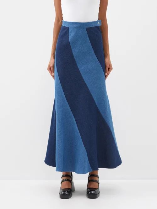 Cera Twisted-denim Maxi Skirt - Womens - Blue