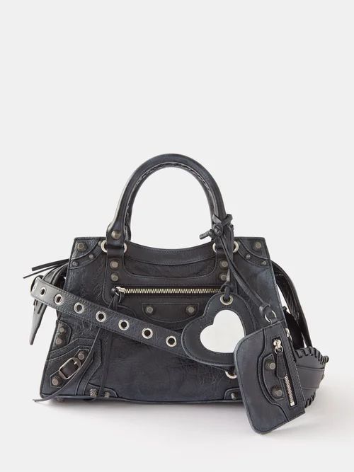 Neo Cagole City Distressed-leather Shoulder Bag - Womens - Black