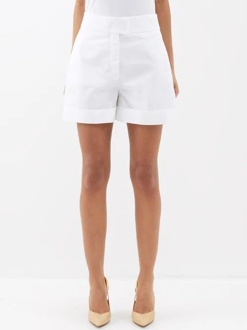 High-rise Cotton Shorts - Womens - White