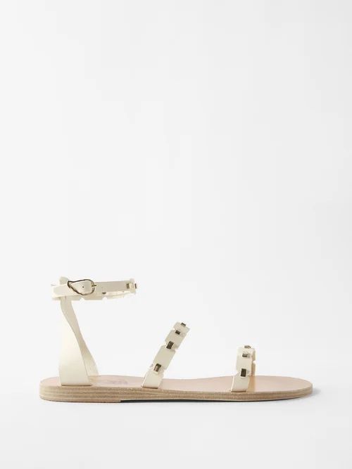Coco Studded Leather Sandals - Womens - Off White