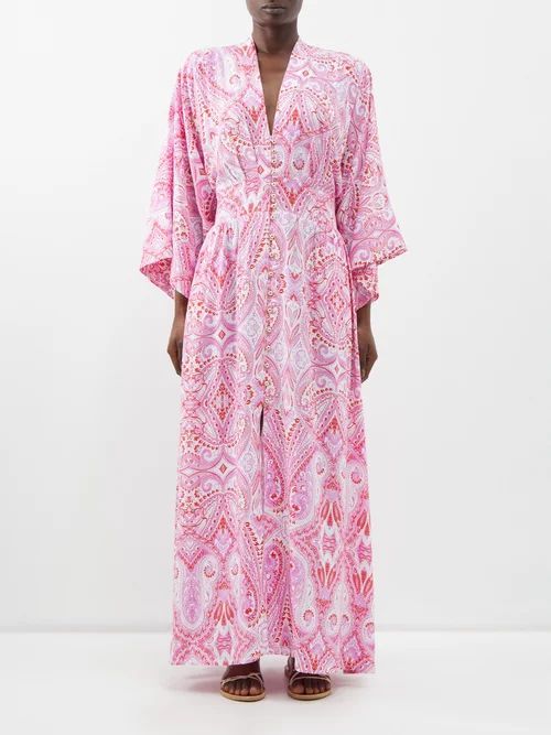 Destiny-print V-neck Viscose Dress - Womens - Pink Print