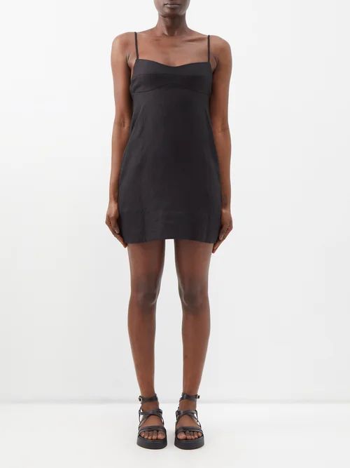 Patricia Linen Mini Dress - Womens - Black