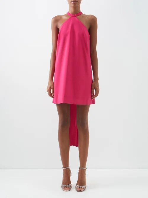 Lila Halterneck Crepe Mini Dress - Womens - Pink
