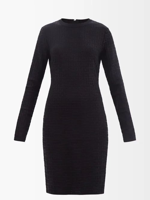 4g-logo Jacquard-knit Dress - Womens - Black