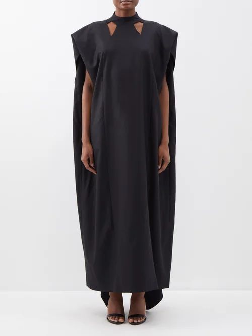 Andromeda Draped Wool-canvas Gown - Womens - Black