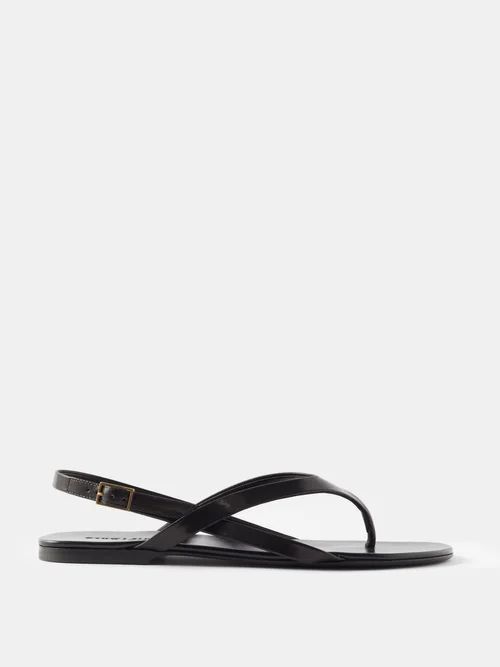 Keith Leather Flat Sandals - Womens - Black