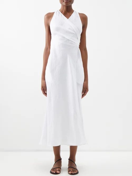 Linnea Linen Wrap Dress - Womens - White