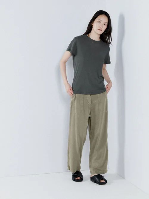 Wide-leg Pocket-front Trouser - Womens - Khaki