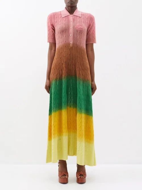 Colour-blocked Knitted Polo Dress - Womens - Multi