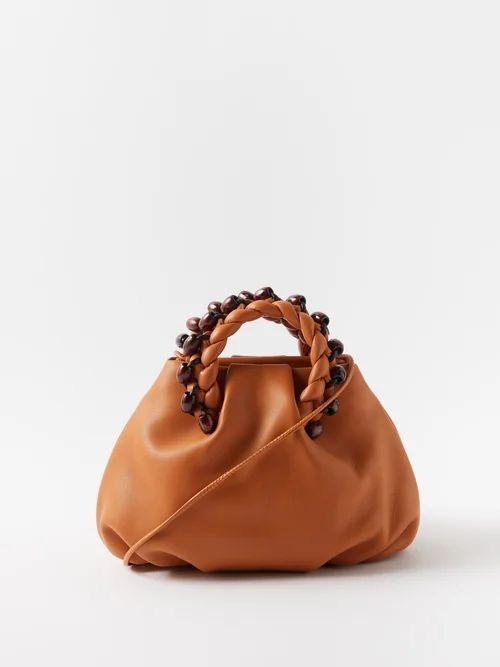 Bombon Beaded Leather Handbag - Womens - Tan