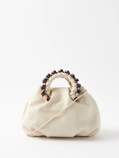 Bombon Beaded Leather Handbag - Womens - Cream