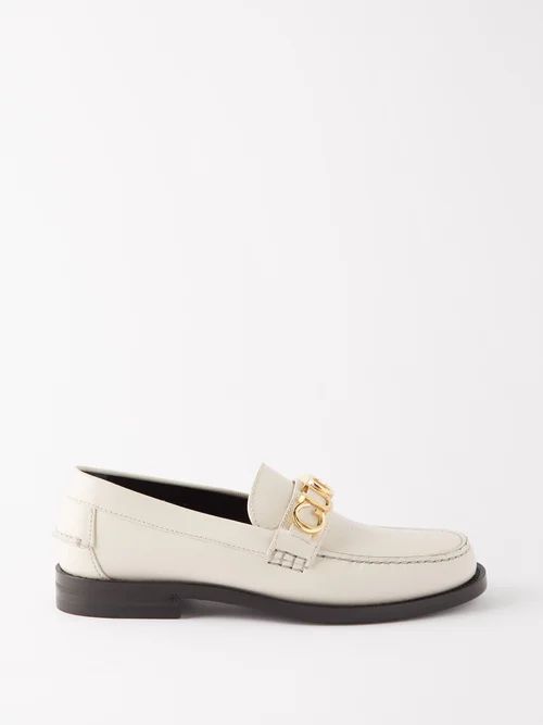 Cara Buckled Leather Loafers - Womens - White