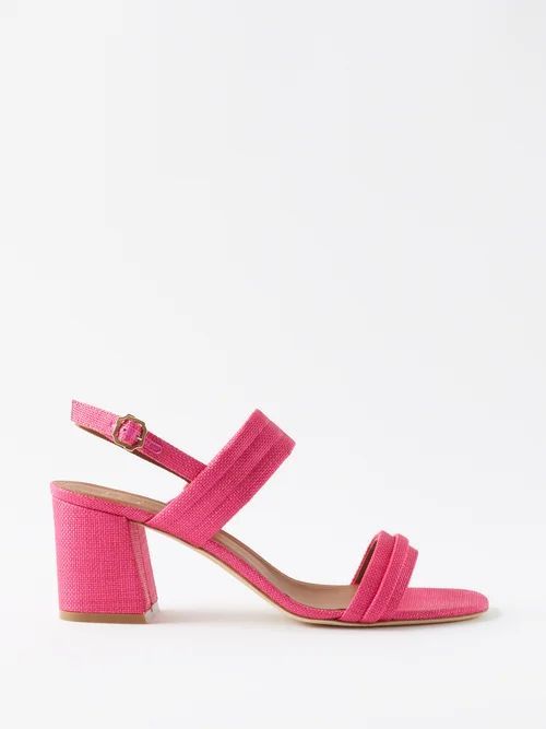 Sana 65 Block-heel Raffia Slingback Sandals - Womens - Fuschia