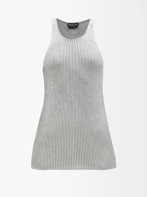 Laminated Cashmere-blend Tank Top - Womens - Silver