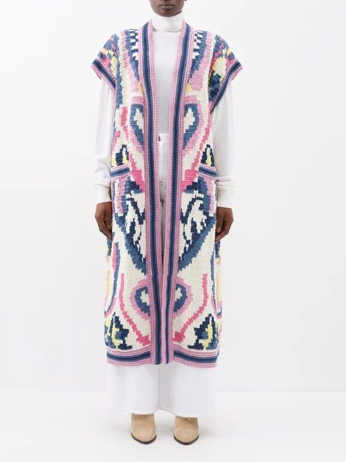 Intarsia Knitted Cardigan - Womens - Multi