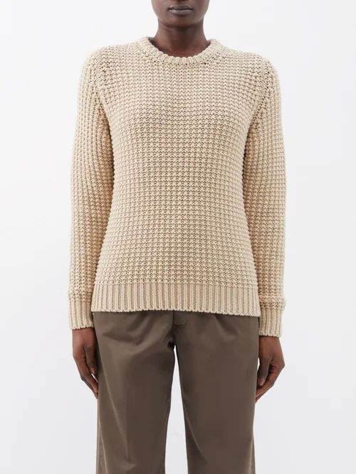 Laila Ribbed-knit Cotton Sweater - Womens - Camel