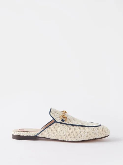 Princetown Gg-supreme Canvas Backless Loafers - Womens - Cream
