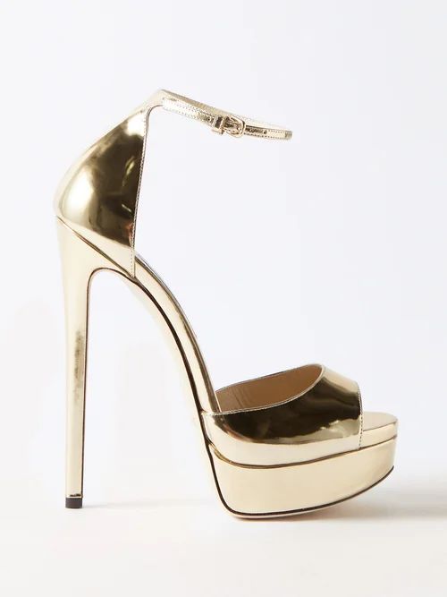 Max 150 Mirrored-leather Platform Sandals - Womens - Gold