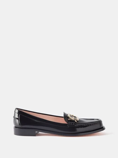Buckled Patent-leather Loafers - Womens - Black