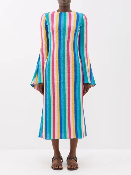 Costiera Striped Cotton-blend Midi Dress - Womens - Multi Stripe