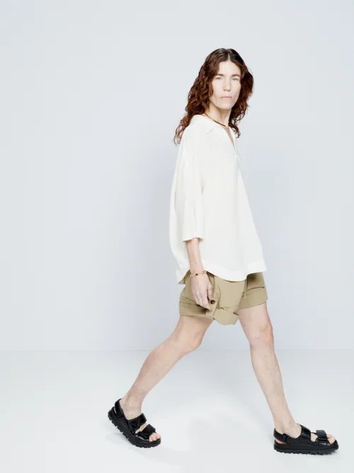 Over The Head Wool Blouse - Womens - Ivory