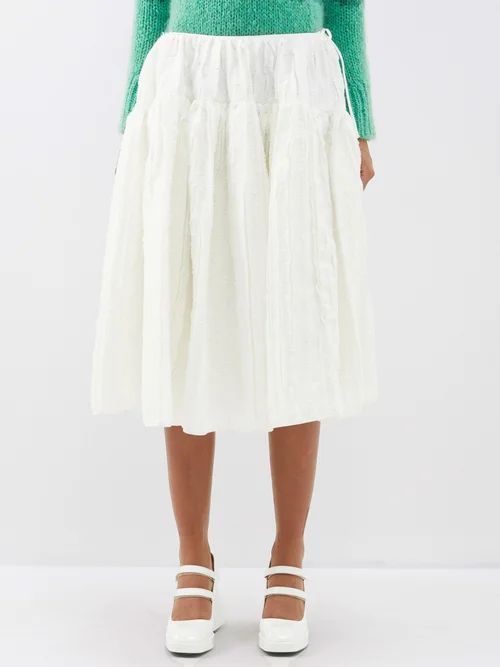 Rosie Fringed Fil-coupé Midi Skirt - Womens - White