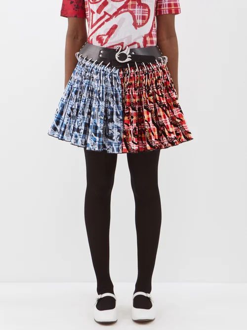 Scaevola Taffeta Carabiner Mini Skirt - Womens - Red Blue