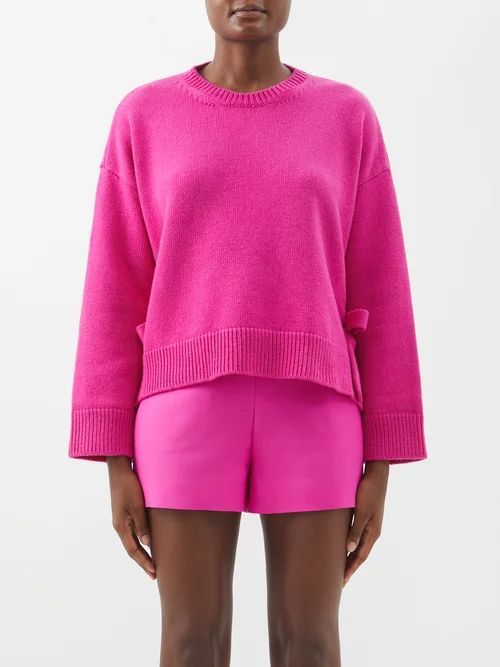 Bow-appliqué Wool Sweater - Womens - Pink