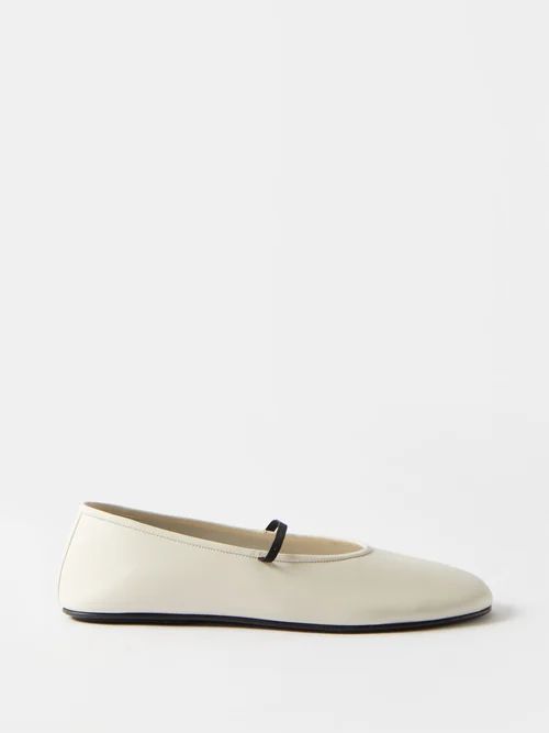 Leather Ballet Flats - Womens - Off White