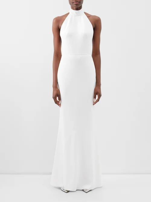 Halterneck Crepe Gown - Womens - Ivory