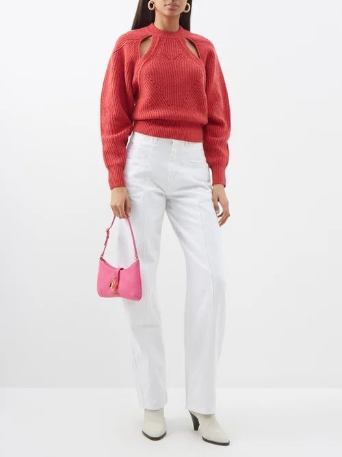Palma Cutout Ribbed Wool-blend Sweater - Womens - Pink Red