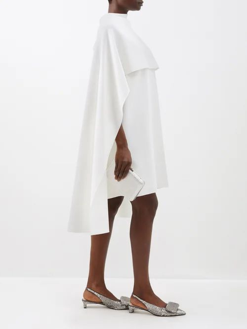 Kaiya Cape Crepe Dress - Womens - Ivory