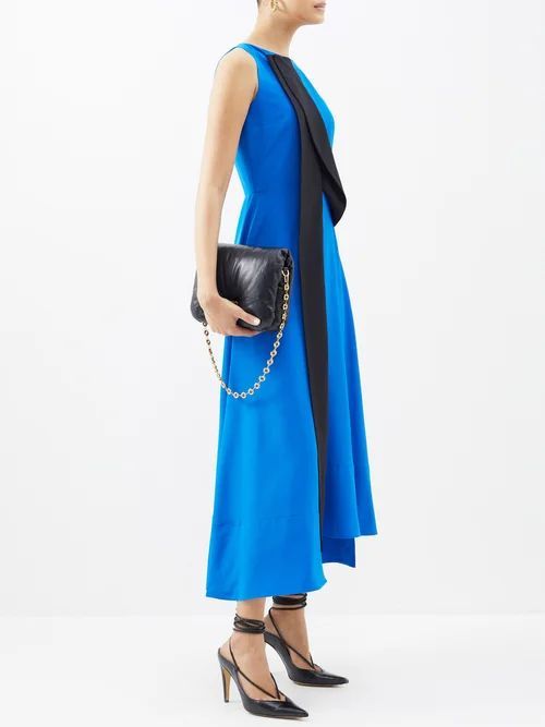 Abstract Draped-panel Silk Dress - Womens - Blue