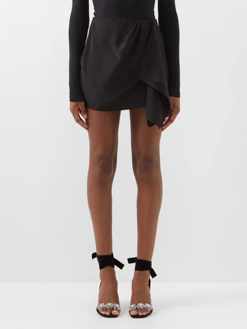 Anjo Draped Silk Mini Skirt - Womens - Black