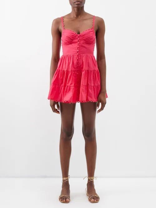 Angy Cotton-blend Mini Dress - Womens - Fuschia