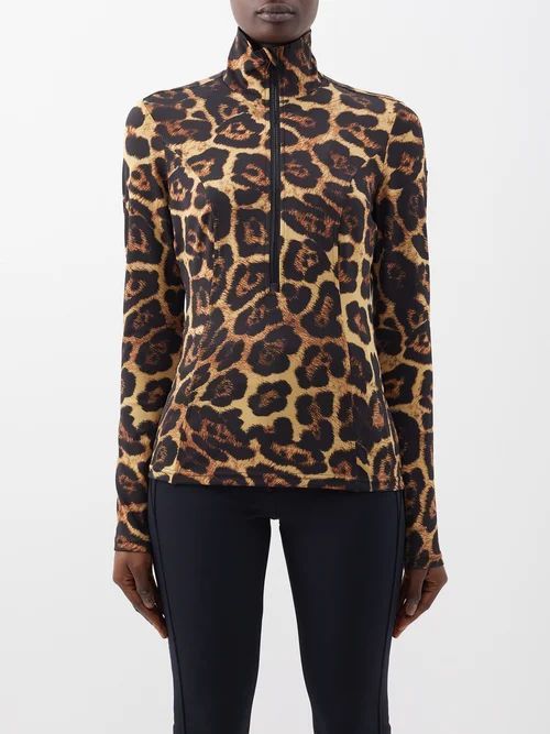 Leona Jaguar-print Thermal Base-layer Top - Womens - Leopard