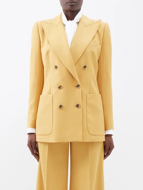 Bianca Double-breasted Wool-twill Suit Jacket - Womens - Camel