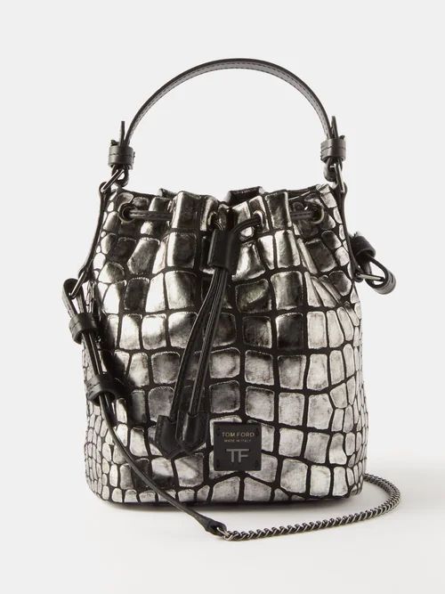 Disco Small Croc-effect Leather Bucket Bag - Womens - Black Multi