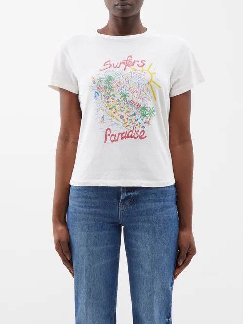 Surfer's Paradise Print Cotton T-shirt - Womens - Off White