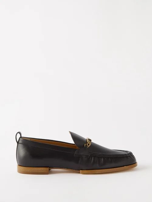T-chain Leather Loafers - Womens - Black