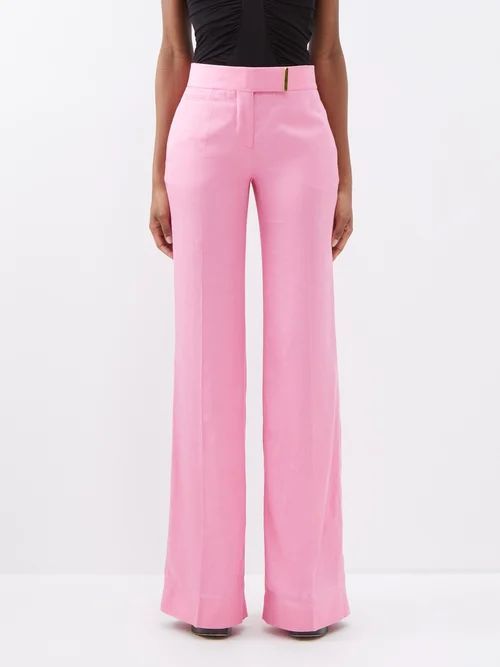 Twill Wide-leg Trousers - Womens - Pink