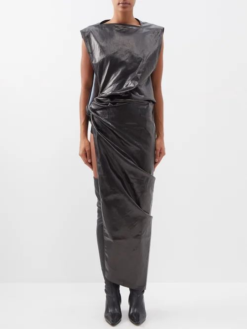 X Michèle Lamy Coated Cotton-blend Dress - Womens - Black
