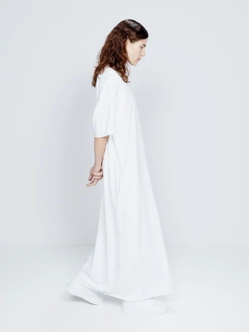 Recycled-yarn Cotton-blend Maxi T-shirt Dress - Womens - White