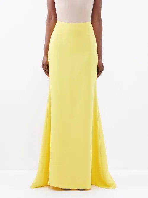 Cady Couture Silk Fishtail Maxi Skirt - Womens - Yellow