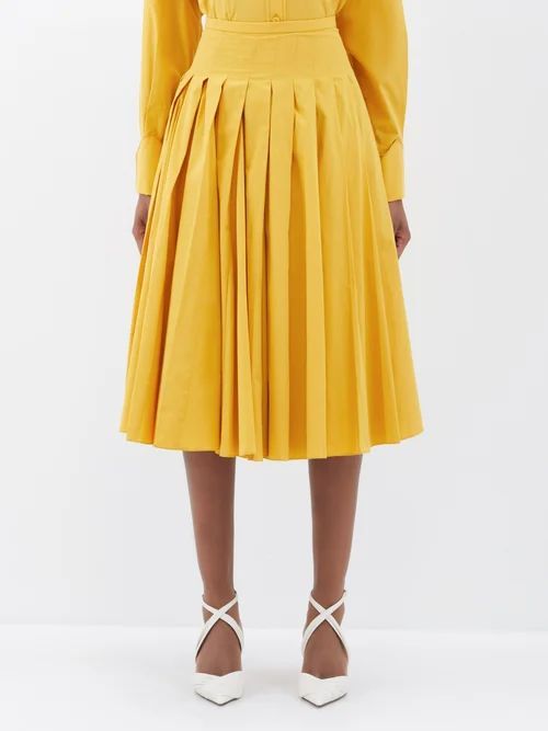 Tienne Pleated Cotton Skirt - Womens - Mid Yellow
