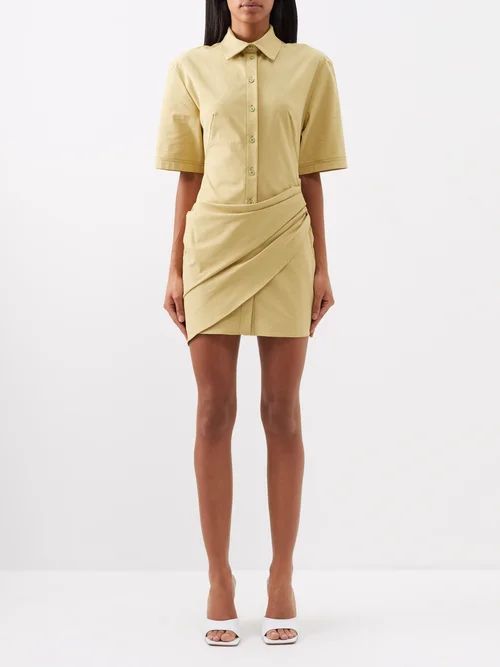 Camisa Cutout Twill Shirt Dress - Womens - Light Khaki