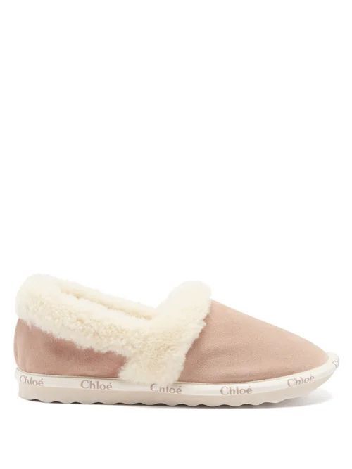 Woody Shearling-lined Suede Slippers - Womens - Beige