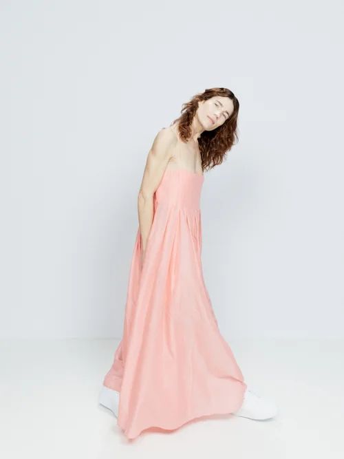 Organic Cotton Pleated Maxi Dress - Womens - Light Pink